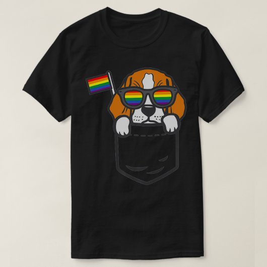 Beagle Pocket Dog LGBTQ Rainbow Flag Gay Pride All T-shirt (Design voorkant)