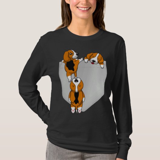 Beagle Pocket Graphic Dog T-shirt (Voorkant)