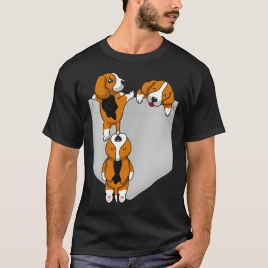 Beagle Pocket Graphic Dog T-shirt (Voorkant)