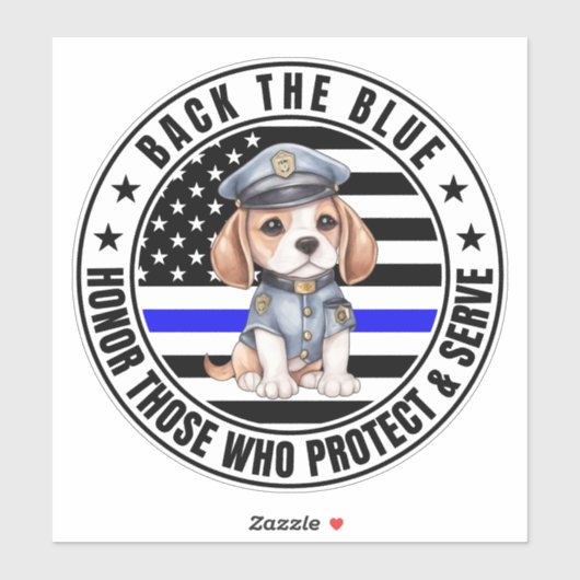 Beagle Politie achter het blauw Sticker (Vel)