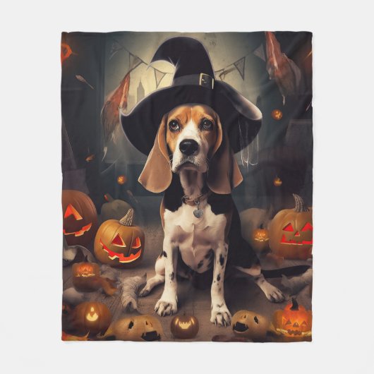 Beagle pompoenen Halloween eng Fleece Deken (Voorkant)