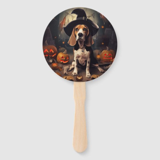 Beagle pompoenen Halloween eng Handwaaier (Achterkant)