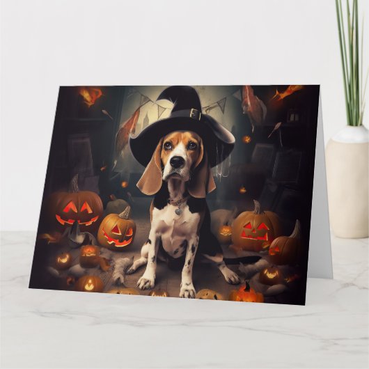 Beagle pompoenen Halloween eng Kaart (Voorkant)