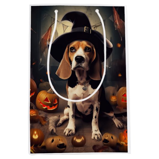 Beagle pompoenen Halloween eng Medium Cadeauzakje (Voorkant)
