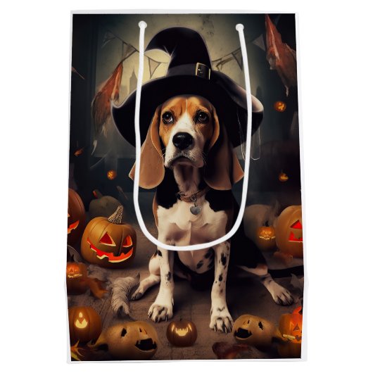 Beagle pompoenen Halloween eng Medium Cadeauzakje (Achterkant)