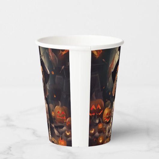 Beagle pompoenen Halloween eng Papieren Bekers (Rechts)