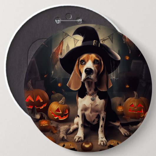 Beagle pompoenen Halloween eng Ronde Button 6,0 Cm (Voorkant /achterkant)