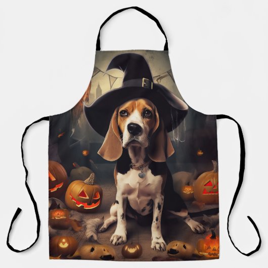 Beagle pompoenen Halloween eng Schort (Voorkant)