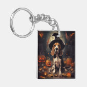 Beagle pompoenen Halloween eng Sleutelhanger (Voorkant Links)