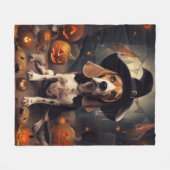 Beagle Pompoenen Halloween Griezelen Fleece Deken (Voorkant (Horizontaal))