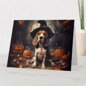 Beagle Pompoenen Halloween Griezelen Kaart (Voorkant)