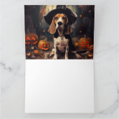 Beagle Pompoenen Halloween Griezelen Kaart (Binnen)