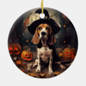 Beagle Pompoenen Halloween Griezelen Keramisch Ornament (Achterkant)