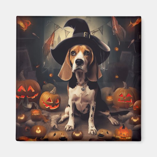 Beagle Pompoenen Halloween Griezelen Magneet (Voorkant)