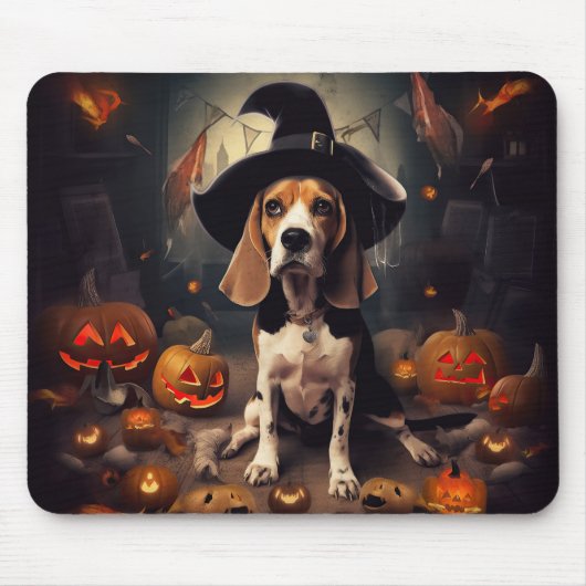 Beagle Pompoenen Halloween Griezelen Muismat (Voorkant)