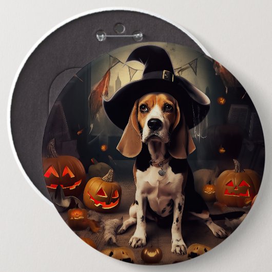 Beagle Pompoenen Halloween Griezelen Ronde Button 6,0 Cm (Voorkant /achterkant)