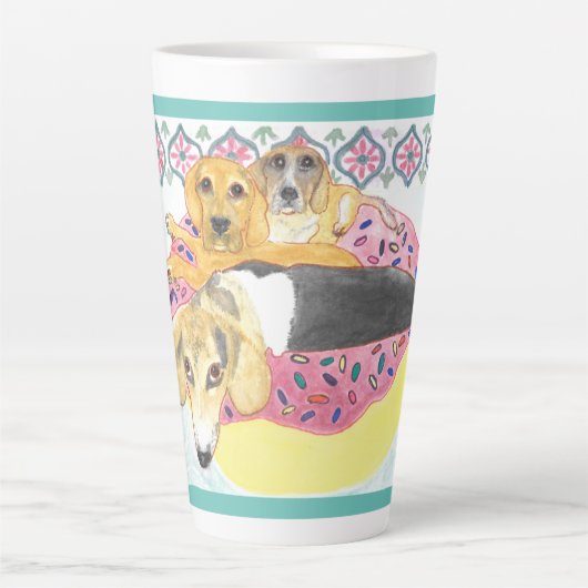 Beagle Pool Party Latte Mok (Voorkant)