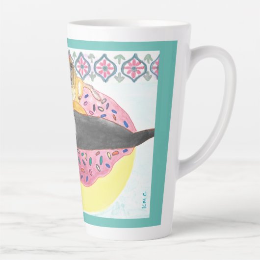 Beagle Pool Party Latte Mok (Rechts)