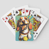 Beagle Pop Art Fun & Energetisch Ontwerp voor Hond Pokerkaarten (Achterkant)