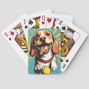 Beagle Pop Art Fun & Energetisch Ontwerp voor Hond Pokerkaarten