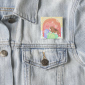 Beagle & Popsicles Vierkante Button 5,1 Cm (In situ)