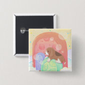 Beagle & Popsicles Vierkante Button 5,1 Cm (Voorkant /achterkant)