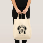 Beagle Portrait Black Line Illustratie Tote Bag (Voorkant (product))