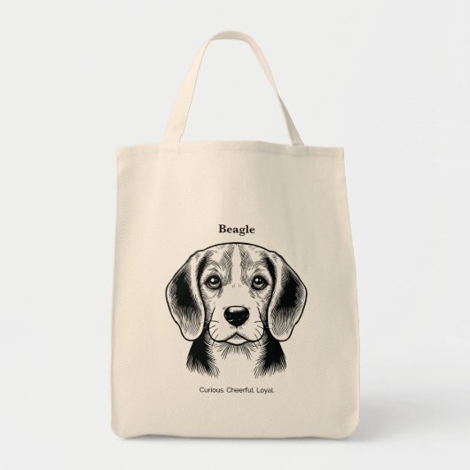 Beagle Portrait Black Line Illustratie Tote Bag (Voorkant)