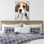 Beagle Portrait Gouache Fine Art Canvas Afdruk (Insitu (Slaapkamer))