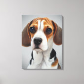 Beagle Portrait Gouache Fine Art Canvas Afdruk (Voorkant)