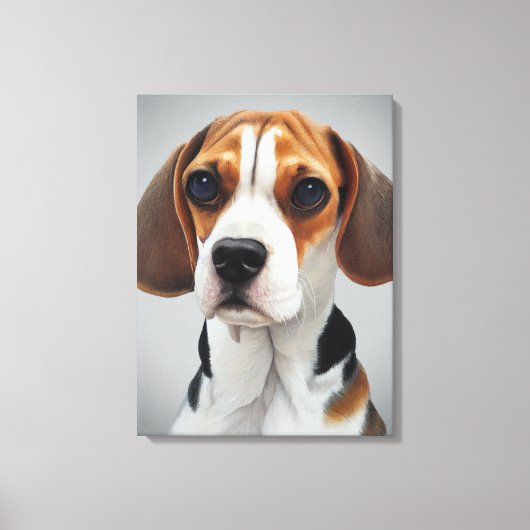 Beagle Portrait Gouache Fine Art Canvas Afdruk (Voorkant)