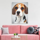 Beagle Portrait Gouache Fine Art Canvas Afdruk (Insitu (Woonkamer))