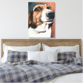 Beagle Portrait | Tekening van gekleurd potlood Canvas Afdruk (Insitu (Slaapkamer))