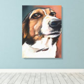 Beagle Portrait | Tekening van gekleurd potlood Canvas Afdruk (Insitu (Houten vloer))