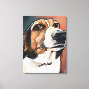 Beagle Portrait Tekening van gekleurd potlood Canvas Afdruk