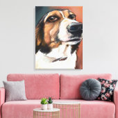 Beagle Portrait | Tekening van gekleurd potlood Canvas Afdruk (Insitu (Woonkamer))
