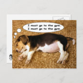 Beagle Pup Dreaming of Getting Fit Briefkaart (Voorkant / Achterkant)