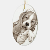**BEAGLE PUP IN HAMMOCK** CHRISTMAS ORNAMENT (Links)