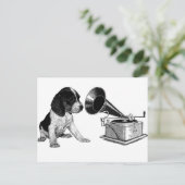 Beagle Pup met Gramophone Briefkaart (Staand voorkant)