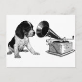 Beagle Pup met Gramophone Briefkaart (Voorkant)