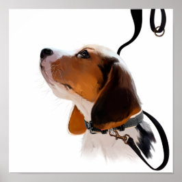 Beagle pupil op een as poster
