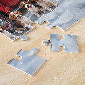 Beagle Puppies Red Truck Christmas Snow Scene Legpuzzel (Zijkant)