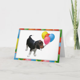 Beagle Puppy and Balloons Birthday Kaart