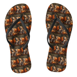 Beagle Puppy Autumn Delight Pompoen  Teenslippers