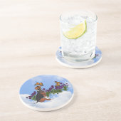 Beagle Puppy Butterflies Animal Onderzetter (Zijkant)