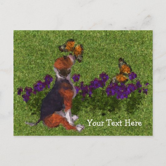 Beagle Puppy Butterflies  Briefkaart (Voorkant)