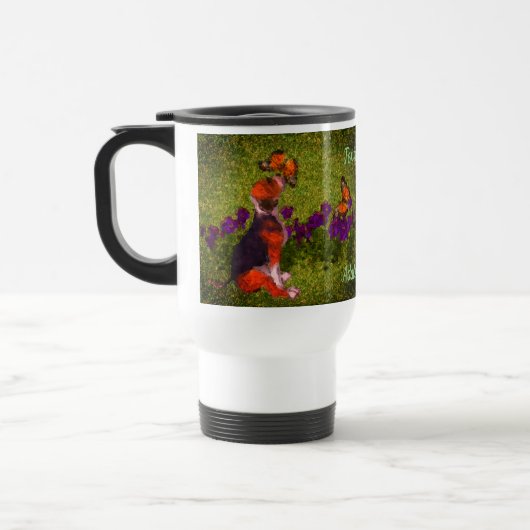Beagle Puppy Butterflies Dog Art gepersonaliseerd Reisbeker (Links)