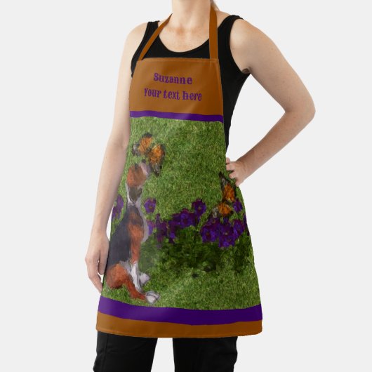 Beagle Puppy Butterflies Dog Art gepersonaliseerd Schort (Insitu)