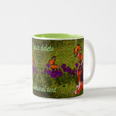 Beagle Puppy Butterflies Dog Art gepersonaliseerd Tweekleurige Koffiemok (Voorkant rechts)