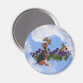 Beagle Puppy Butterflies Flowers Animal Magnet (Voorkant / Achterkant)